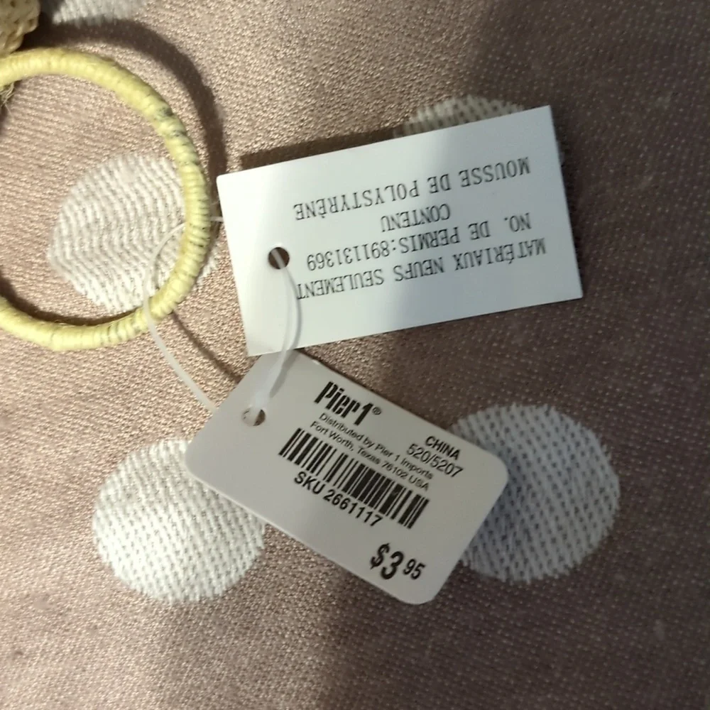 Pier 1 Imports natural fiber bird napkin rings set of 3 NWT tan rustic